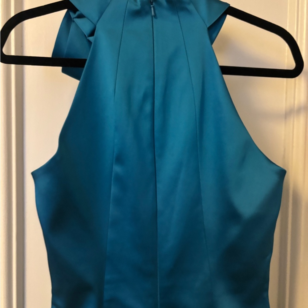 Karen Millen Teal Satin Midi Dress - Picture 4 of 11